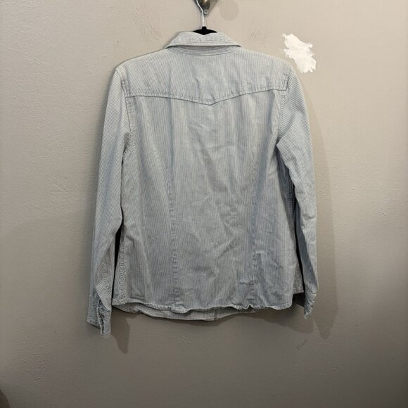 Gap 1969 Western Pin Stripe Denim Snap Button Shirt Lightwash Size XL - Picture 10 of 15